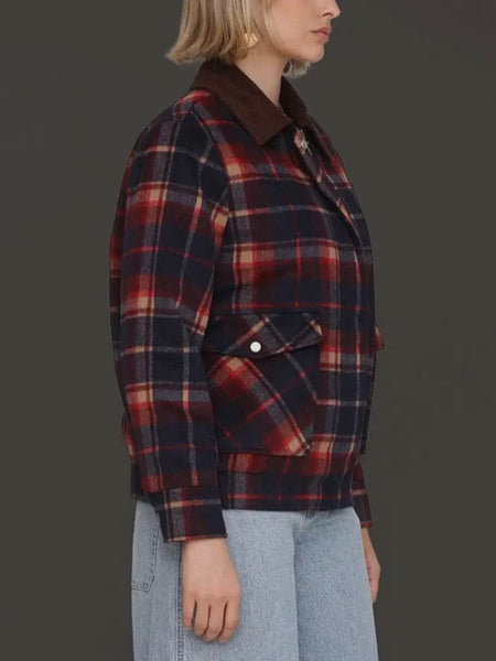Heritage Plaid Bomber Jacket in Navy & Red