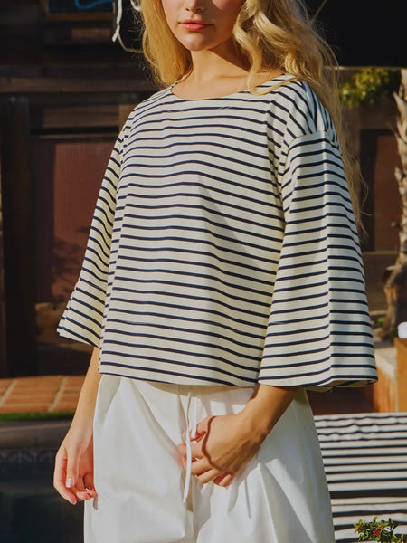 Dockside Striped Tee in Black & White