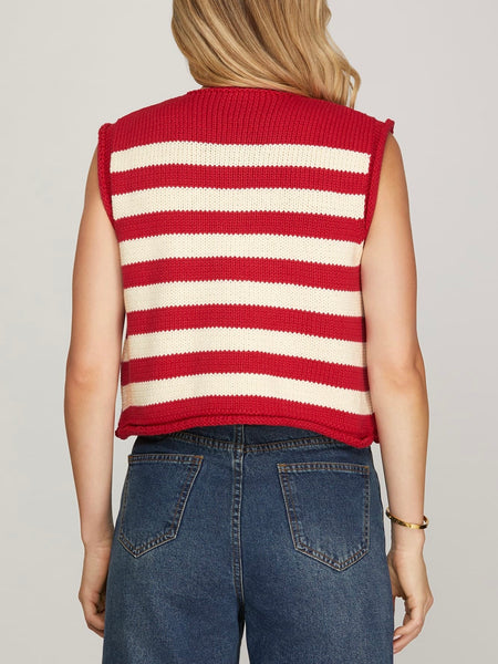 Candy Cane Lane Vest in Red & White