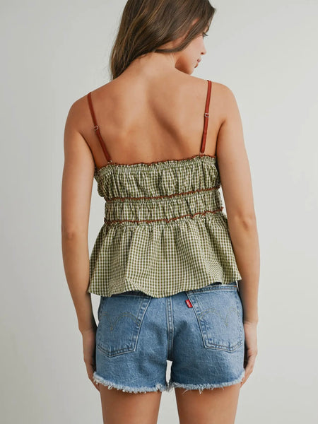 Plaid & Posh Top in Olive