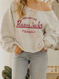 Off Shoulder Razorbacks Sweatshirt in Grey