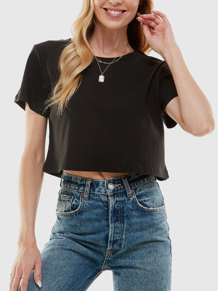 Out of the Boxy Crop Tee in Black