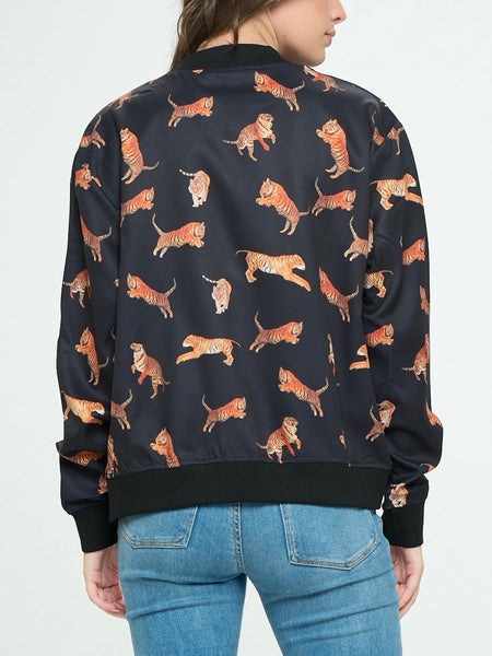 Satin Safari Bomber Jacket in Black