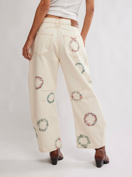 Good Luck Printed Barrel in Watercolor Wreath