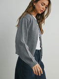 It's All About The Buttons Cardi in Grey