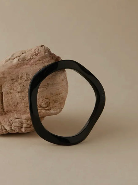 Wavy Resin Bangle in Black