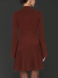 Asymmetrical Hem Mini Sweater Dress in Rust
