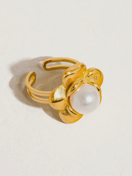 Neville Flower Pearl Ring