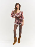 Adeline Floral Romper in Brown