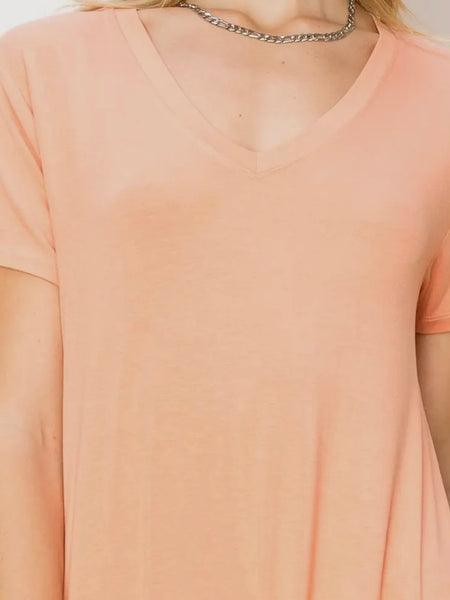 Easy V Midi Dress in Creamy Peach