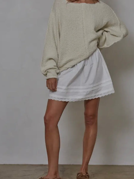 Frill + Flare Mini Skirt in White