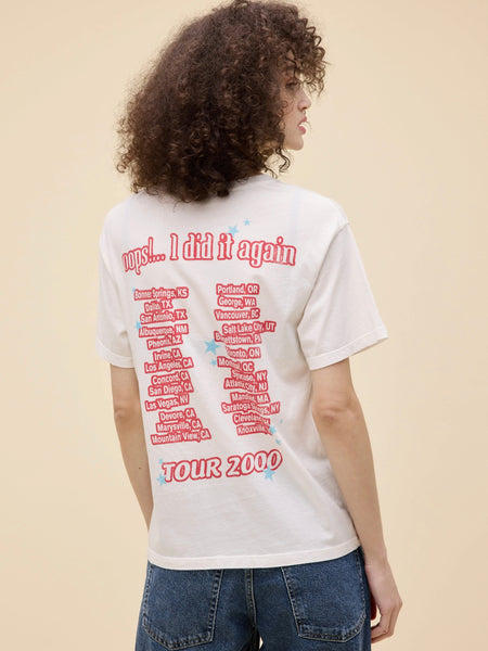 Britney Spears Oops I Did It Again Boyfriend Tee in Vintage White