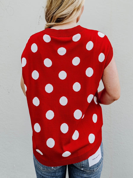 Off The Bench Sweater in Red & White