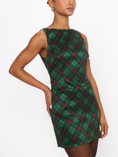 Tori Mini Dress in Mistletoe Plaid