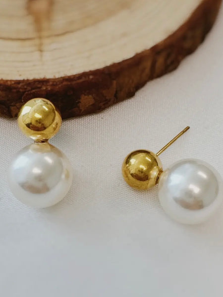 Ball & Pearl Stud Earring