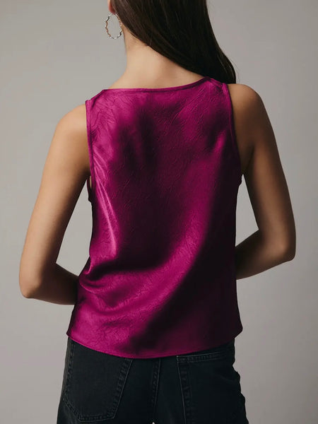 How Are U Satin Tank in Berry