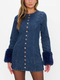 Rockefeller Mini Dress in Subzero Indigo Faux Fur