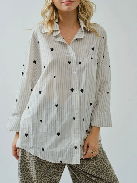 Heart to Heart Button Up in Ivory