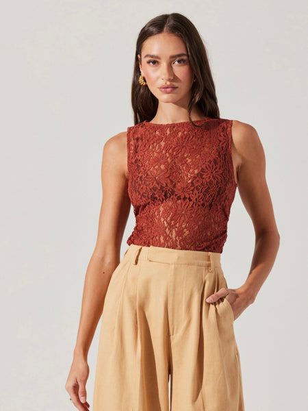 Janie Top in Blue Rust Polkdot