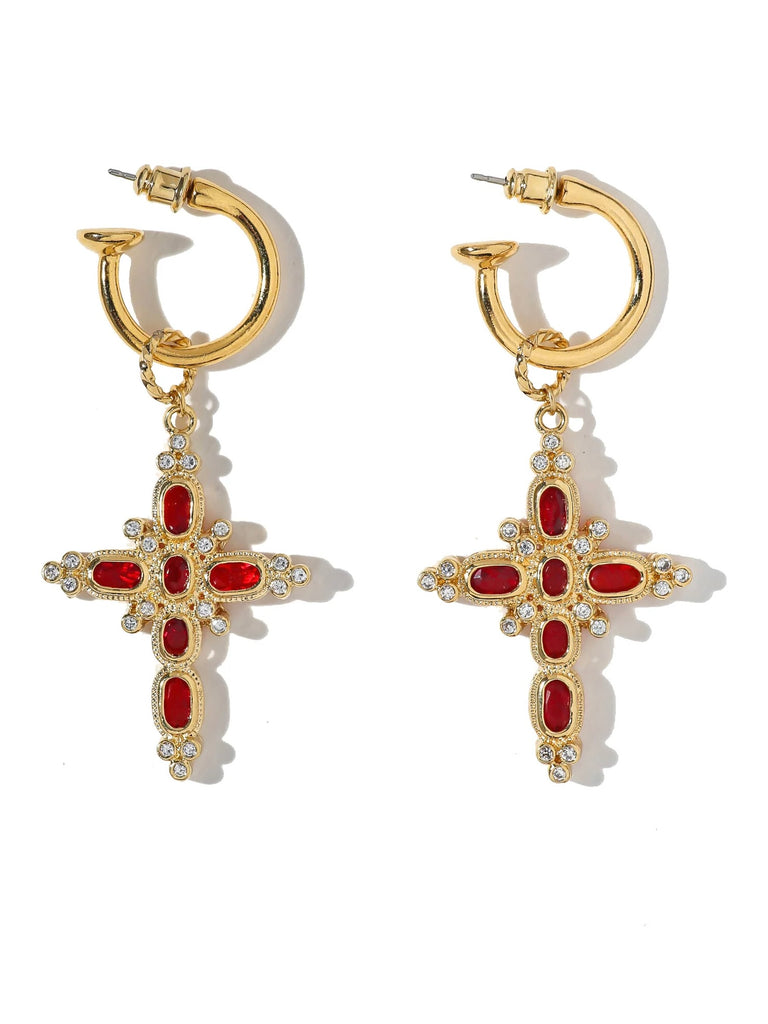 The Aalia Ruby Cross Earrings