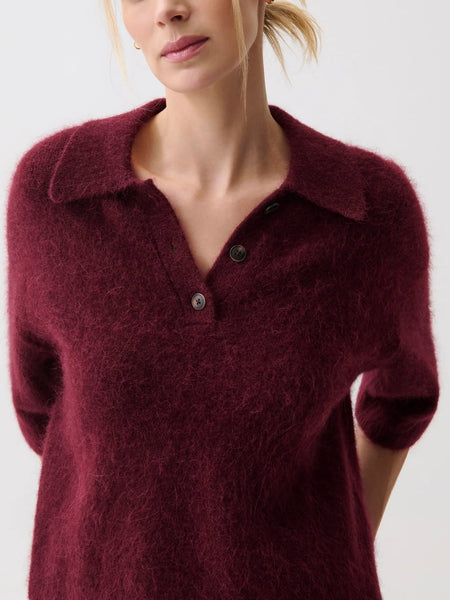 Nadya Polo Sweater in Cherry Wine