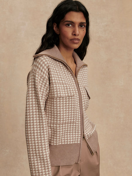 Ablett Jacquard Knit Jacket in Taupe