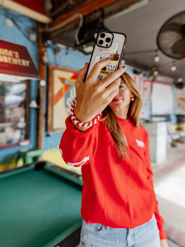 Rope Phone Wristlet in Red & White