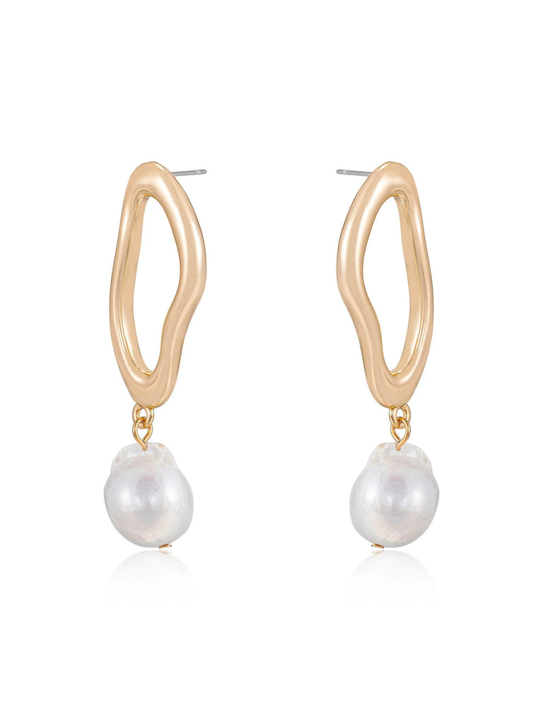 Open Circle Freshwater Pearl Earrings