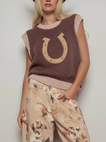 Howdy, Honey Sweater Vest in Brown