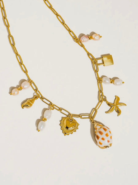Ophelie Shell & Pearl Charm Necklace