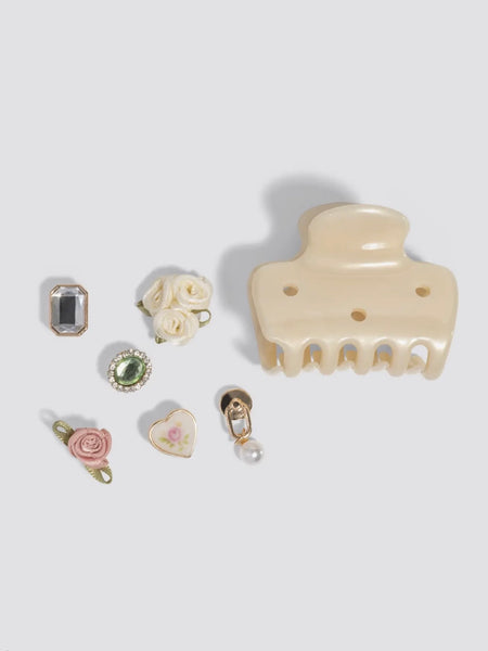 KitschPop Cloud Clip 7pc Vintage in Pearlized Cream