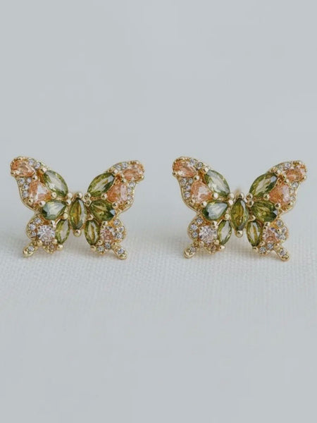 Ornate CZ Butterfly Studs
