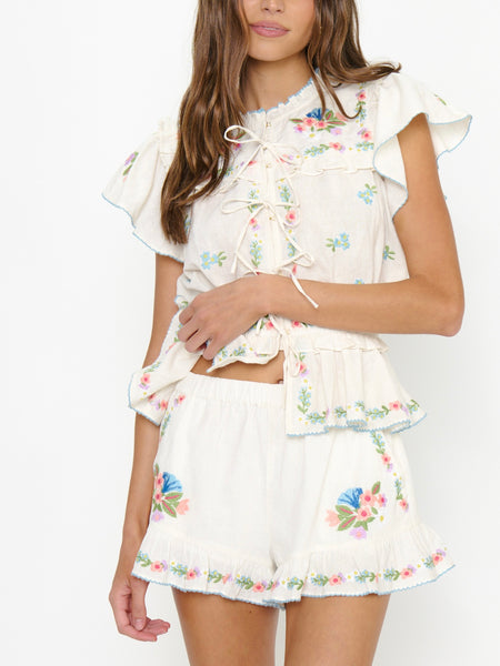 Cannes Shorts in Wild Meadow Embroidery