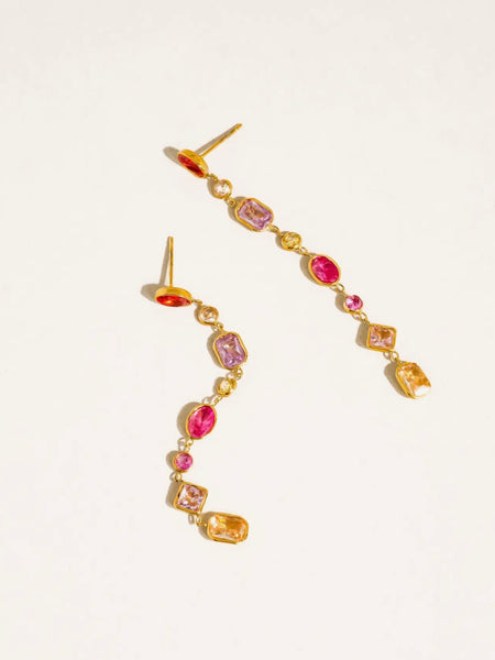 Isalaine Multi Color CZ Drop Earrings