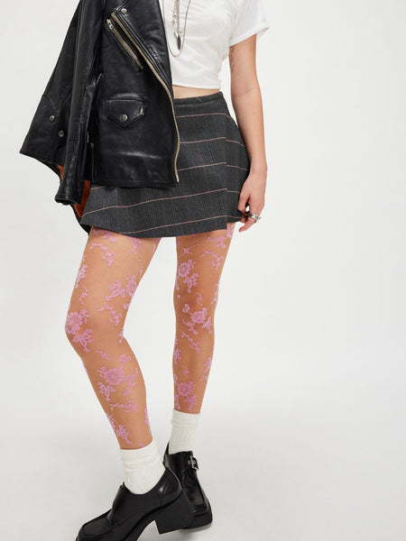 Flocked Floral Tight in Pink Combo