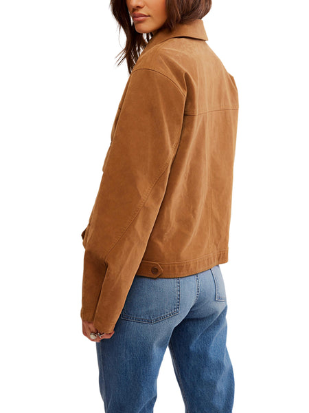 Blair Vegan Suede Jacket in Caramel Cafe