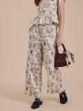 On The Town Printed Pants in Ecru