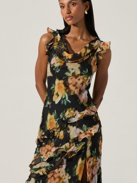 Alinta Dress in Black Floral