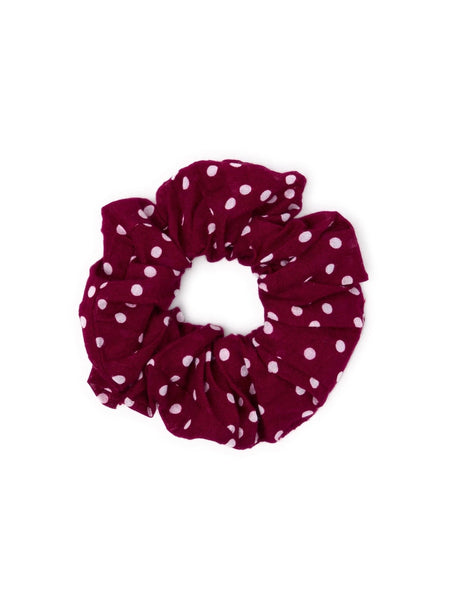 Polka Dot Scarf & Scrunchie Set in Maroon & White