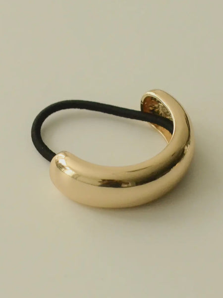Wide Rounded Hair Cuff in Gold