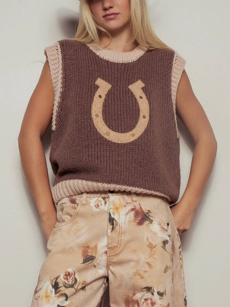 Howdy, Honey Sweater Vest in Brown