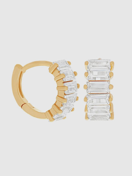 Bling Baguette Huggie Hoops
