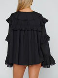 Joss Ruffle Top in Black Voile