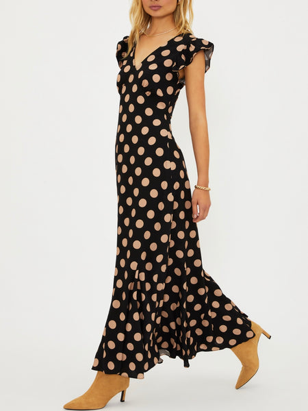 Elodie Dress in Midnight Polka Dot