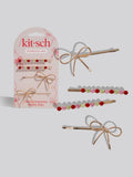 Holiday Gemstone & Bow Bobby Pins 4pc Set