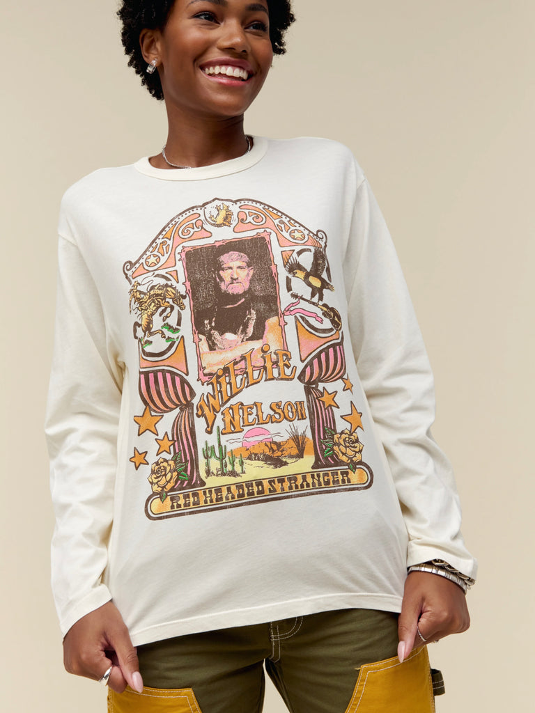 Willie Nelson Red Headed Stranger Frame LS Crew in Stone Vintage