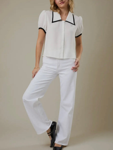Buttoned & Bossy Blouse in White