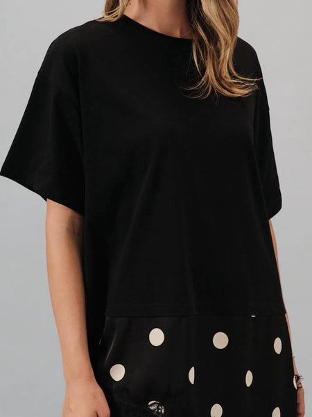 Show Your Spots Asymmetrical Tee in Black