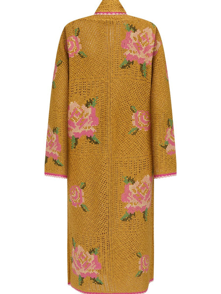 Coastal Granny Maxi Cardigan in Mustard