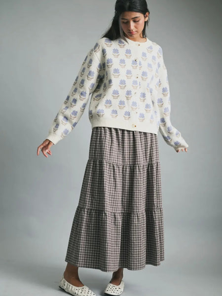 Frosted Floral Cardi in Cream